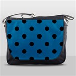 Polka Dots - Black on Cerulean Messenger Bag