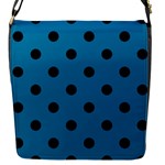 Polka Dots - Black on Cerulean Flap Closure Messenger Bag (S)