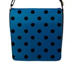 Polka Dots - Black on Cerulean Flap Closure Messenger Bag (L)