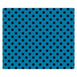 Polka Dots - Black on Cerulean Double Sided Flano Blanket (Small)