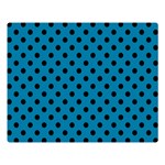 Polka Dots - Black on Cerulean Double Sided Flano Blanket (Large)