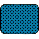 Polka Dots - Black on Cerulean Double Sided Fleece Blanket (Mini)