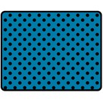 Polka Dots - Black on Cerulean Fleece Blanket (Medium) (One Side)
