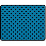 Polka Dots - Black on Cerulean Double Sided Fleece Blanket (Medium) (Two Sides)