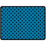 Polka Dots - Black on Cerulean Double Sided Fleece Blanket (Large) (Two Sides)