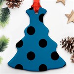 Polka Dots - Black on Cerulean Christmas Tree Ornament (Two Sides)