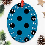 Polka Dots - Black on Cerulean Ornament (Bell) Ornament (Oval Filigree)