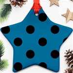 Polka Dots - Black on Cerulean Ornament (Star)