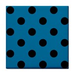 Polka Dots - Black on Cerulean Tile Coaster