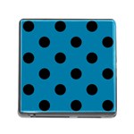 Polka Dots - Black on Cerulean Memory Card Reader (Square)