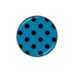Polka Dots - Black on Cerulean Hat Clip Ball Marker