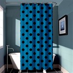 Polka Dots - Black on Cerulean Shower Curtain 36  x 72  (Stall)