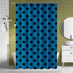 Polka Dots - Black on Cerulean Shower Curtain 48  x 72  (Small)
