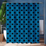 Polka Dots - Black on Cerulean Shower Curtain 60  x 72  (Medium)