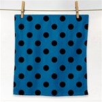Polka Dots - Black on Cerulean Face Towel