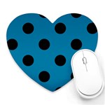Polka Dots - Black on Cerulean Heart Mousepad