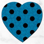 Polka Dots - Black on Cerulean Jigsaw Puzzle (Heart)