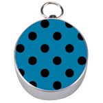 Polka Dots - Black on Cerulean Silver Compass