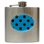 Polka Dots - Black on Cerulean Hip Flask (6 oz)