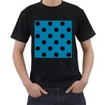 Polka Dots - Black on Cerulean Men s T-Shirt (Black)
