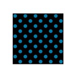 Polka Dots - Cerulean on Black Satin Bandana Scarf