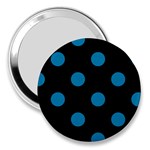 Polka Dots - Cerulean on Black 3  Handbag Mirror