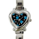 Polka Dots - Cerulean on Black Heart Italian Charm Watch
