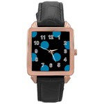 Polka Dots - Cerulean on Black Rose Gold Leather Watch