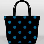 Polka Dots - Cerulean on Black Bucket Bag