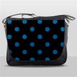 Polka Dots - Cerulean on Black Messenger Bag