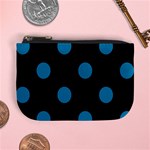 Polka Dots - Cerulean on Black Mini Coin Purse