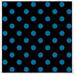 Polka Dots - Cerulean on Black Canvas 20  x 20 