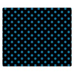 Polka Dots - Cerulean on Black Double Sided Flano Blanket (Small)