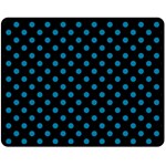 Polka Dots - Cerulean on Black Fleece Blanket (Medium) (One Side)
