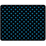 Polka Dots - Cerulean on Black Double Sided Fleece Blanket (Medium) (Two Sides)