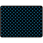 Polka Dots - Cerulean on Black Double Sided Fleece Blanket (Large) (Two Sides)