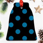 Polka Dots - Cerulean on Black Ornament (Bell)