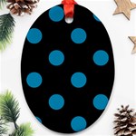 Polka Dots - Cerulean on Black Ornament (Oval)