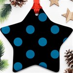Polka Dots - Cerulean on Black Ornament (Star)