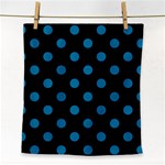Polka Dots - Cerulean on Black Face Towel