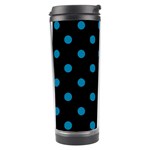 Polka Dots - Cerulean on Black Travel Tumbler