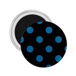 Polka Dots - Cerulean on Black 2.25  Magnet