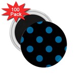 Polka Dots - Cerulean on Black 2.25  Magnet (100 pack)