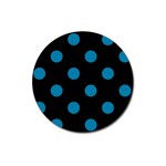 Polka Dots - Cerulean on Black Magnet 3  (Round)