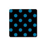Polka Dots - Cerulean on Black Magnet (Square)