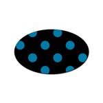 Polka Dots - Cerulean on Black Sticker Oval (100 pack)