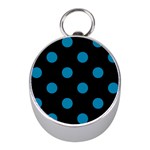 Polka Dots - Cerulean on Black Silver Compass (Mini)