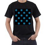 Polka Dots - Cerulean on Black Men s T-Shirt (Black)