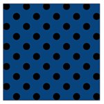Polka Dots - Black on Dark Cerulean Large Satin Scarf (Square)