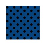 Polka Dots - Black on Dark Cerulean Small Satin Scarf  (Square)